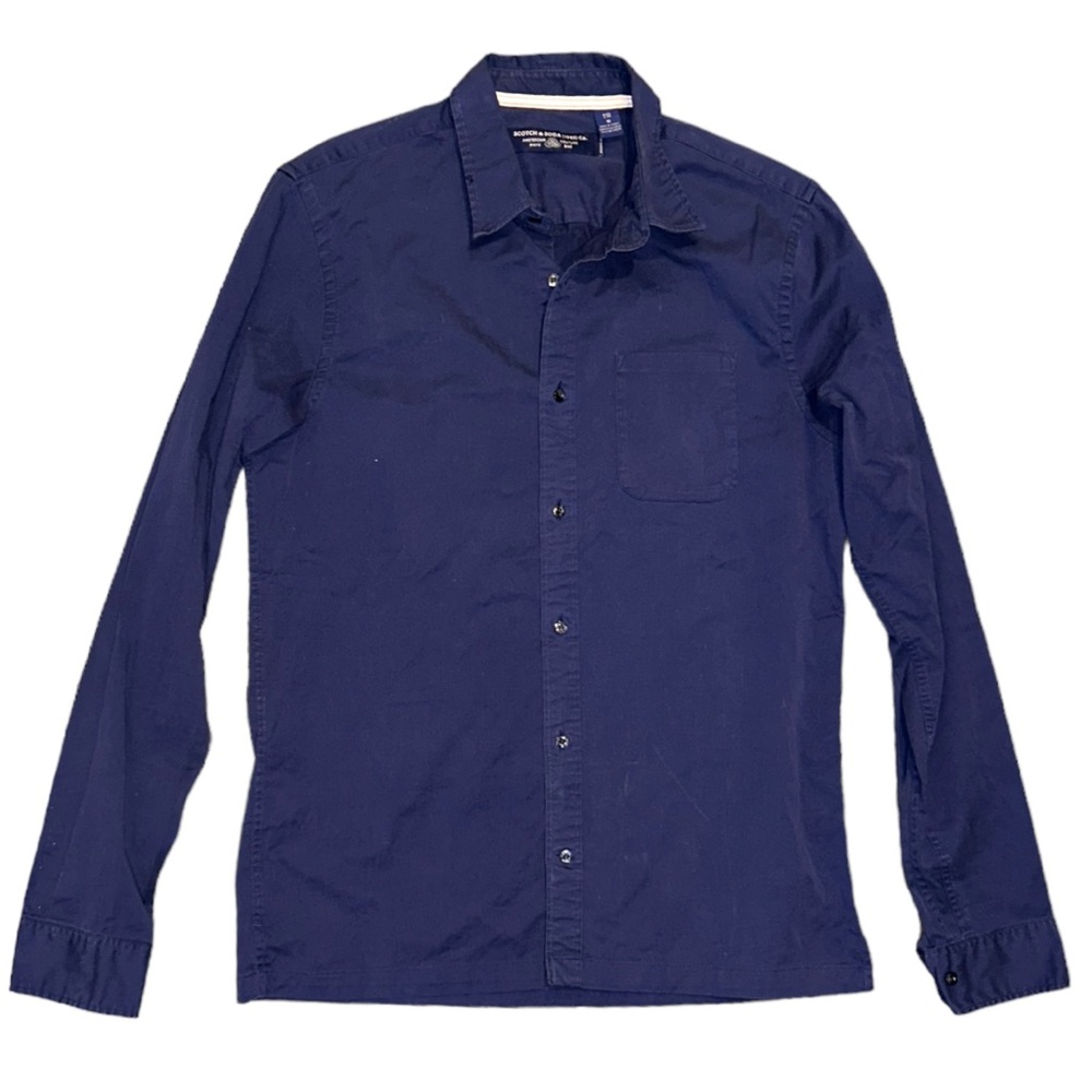 SCOTCH & SODA Men’s Long Sleeve Button Down Shirt Medium Slim Fit Navy Blue EUC